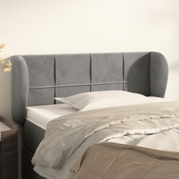 Tăblie de pat cu aripioare gri deschis 103x23x78/88 cm catifea - Img 1
