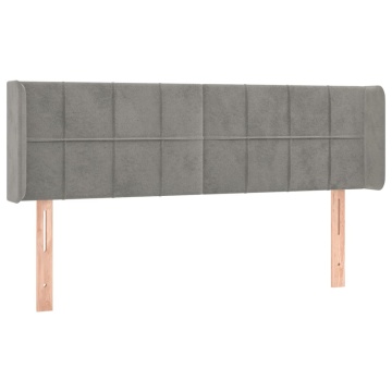 Tăblie de pat cu aripioare gri deschis 147x16x78/88 cm catifea - Img 2
