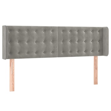 Tăblie de pat cu aripioare gri deschis 147x16x78/88 cm catifea - Img 2