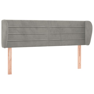 Tăblie de pat cu aripioare gri deschis 147x23x78/88 cm catifea - Img 2