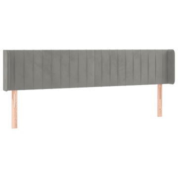 Tăblie de pat cu aripioare gri deschis 163x16x78/88 cm catifea - Img 2