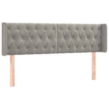 Tăblie de pat cu aripioare gri deschis 163x16x78/88 cm catifea - Img 2