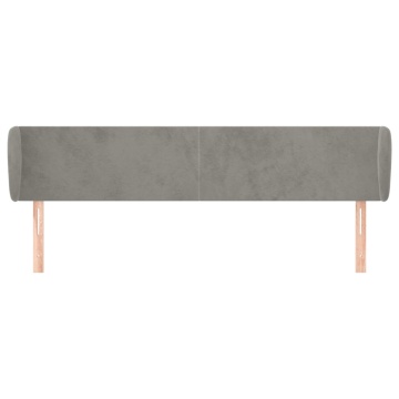 Tăblie de pat cu aripioare gri deschis 163x23x78/88 cm catifea - Img 3