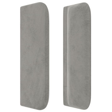 Tăblie de pat cu aripioare gri deschis 183x16x78/88 cm catifea - Img 4