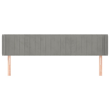 Tăblie de pat cu aripioare gri deschis 183x16x78/88 cm catifea - Img 3