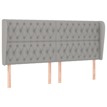 Tăblie de pat cu aripioare gri deschis 183x23x118/128 cm textil - Img 2