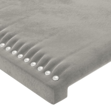 Tăblie de pat cu aripioare gri deschis 183x23x118/128cm catifea - Img 8