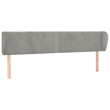 Tăblie de pat cu aripioare gri deschis 183x23x78/88 cm catifea - Img 2
