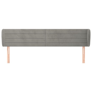 Tăblie de pat cu aripioare gri deschis 183x23x78/88 cm catifea - Img 3