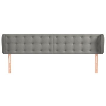 Tăblie de pat cu aripioare gri deschis 183x23x78/88 cm catifea - Img 3