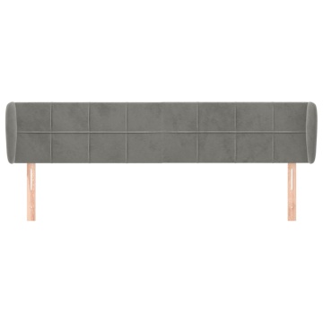 Tăblie de pat cu aripioare gri deschis 183x23x78/88 cm catifea - Img 3