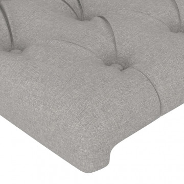 Tăblie de pat cu aripioare gri deschis 203x16x118/128 cm textil - Img 8