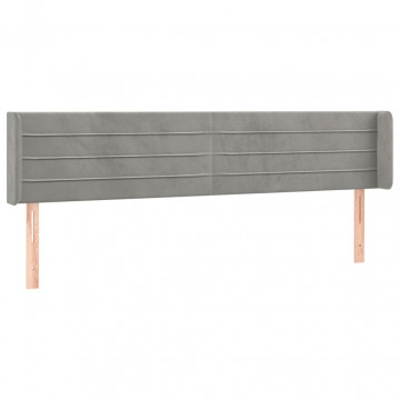 Tăblie de pat cu aripioare gri deschis 203x16x78/88 cm catifea - Img 2