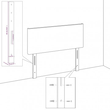 Tăblie de pat cu aripioare gri deschis 203x16x78/88 cm catifea - Img 6