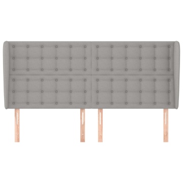 Tăblie de pat cu aripioare gri deschis 203x23x118/128 cm textil - Img 3