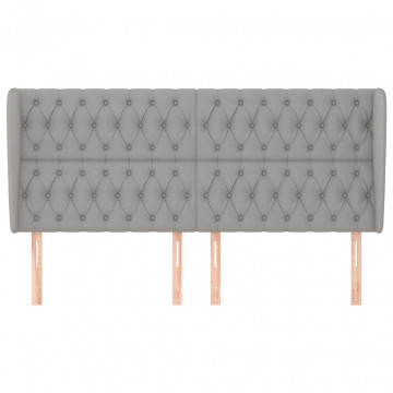 Tăblie de pat cu aripioare gri deschis 203x23x118/128 cm textil - Img 3