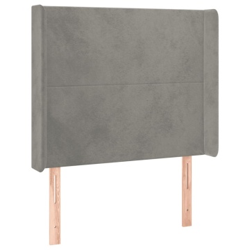 Tăblie de pat cu aripioare gri deschis 83x16x118/128 cm catifea - Img 2