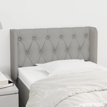 Tăblie de pat cu aripioare gri deschis 83x16x78/88 cm textil - Img 1