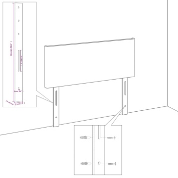 Tăblie de pat cu aripioare gri deschis 83x23x118/128 cm catifea - Img 6
