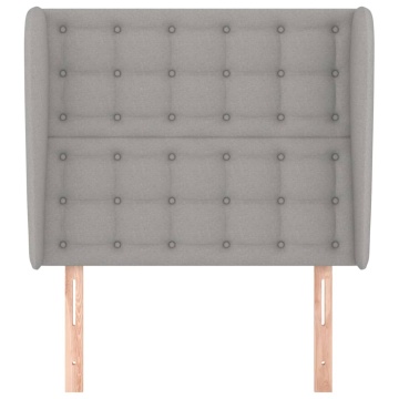 Tăblie de pat cu aripioare gri deschis 83x23x118/128 cm textil - Img 3