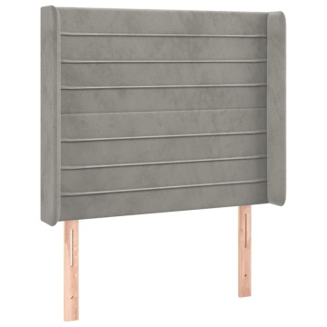 Tăblie de pat cu aripioare gri deschis 93x16x118/128 cm catifea - Img 2