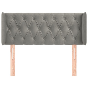 Tăblie de pat cu aripioare gri deschis 93x16x78/88 cm catifea - Img 3