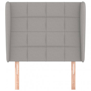 Tăblie de pat cu aripioare gri deschis 93x23x118/128 cm textil - Img 3