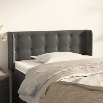 Tăblie de pat cu aripioare gri închis 103x16x78/88 cm catifea - Img 1