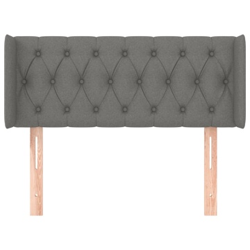 Tăblie de pat cu aripioare gri închis 103x16x78/88 cm textil - Img 3