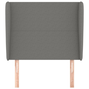 Tăblie de pat cu aripioare gri închis 103x23x118/128 cm textil - Img 3