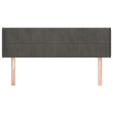 Tăblie de pat cu aripioare gri închis 147x16x78/88 cm catifea - Img 3