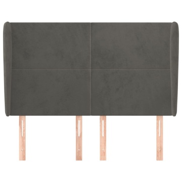 Tăblie de pat cu aripioare gri închis 147x23x118/128 cm catifea - Img 3