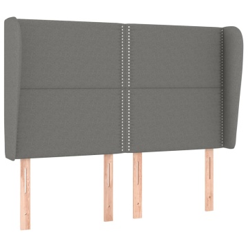 Tăblie de pat cu aripioare gri închis 147x23x118/128 cm textil - Img 2