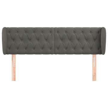 Tăblie de pat cu aripioare gri închis 147x23x78/88 cm catifea - Img 3