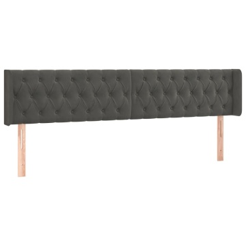 Tăblie de pat cu aripioare gri închis 183x16x78/88 cm catifea - Img 2