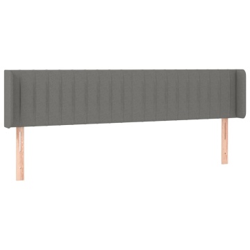 Tăblie de pat cu aripioare gri închis 183x16x78/88 cm textil - Img 2