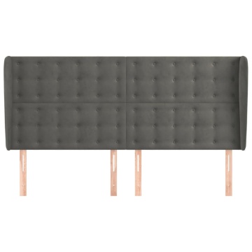 Tăblie de pat cu aripioare gri închis 183x23x118/128 cm catifea - Img 3