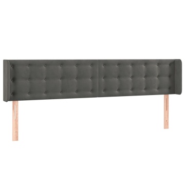 Tăblie de pat cu aripioare gri închis 203x16x78/88 cm catifea - Img 2
