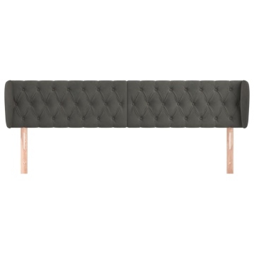 Tăblie de pat cu aripioare gri închis 203x23x78/88 cm catifea - Img 3