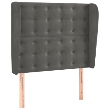 Tăblie de pat cu aripioare gri închis 83x23x118/128 cm catifea - Img 2