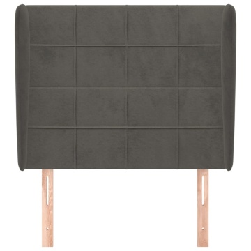 Tăblie de pat cu aripioare gri închis 83x23x118/128 cm catifea - Img 3