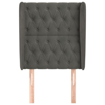Tăblie de pat cu aripioare gri închis 83x23x118/128 cm catifea - Img 3