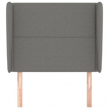 Tăblie de pat cu aripioare gri închis 83x23x118/128 cm textil - Img 3