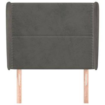 Tăblie de pat cu aripioare gri închis 93x23x118/128 cm catifea - Img 3