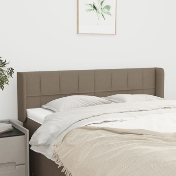 Tăblie de pat cu aripioare gri taupe 147x16x78/88 cm textil - Img 1