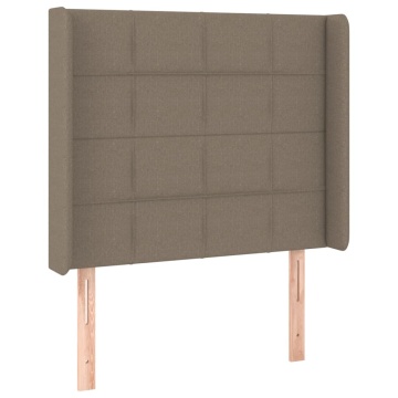 Tăblie de pat cu aripioare gri taupe 83x16x118/128 cm textil - Img 2