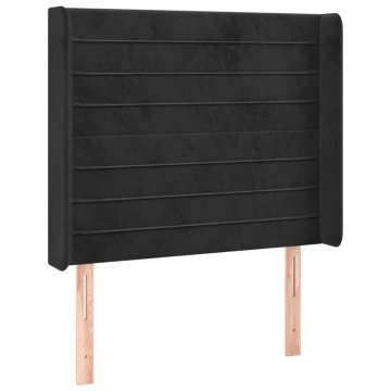 Tăblie de pat cu aripioare, negru, 103x16x118/128 cm, catifea - Img 2