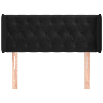 Tăblie de pat cu aripioare negru 103x16x78/88 cm catifea - Img 3