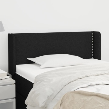 Tăblie de pat cu aripioare negru 103x16x78/88 cm textil - Img 1
