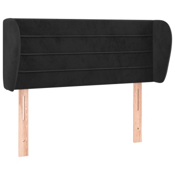 Tăblie de pat cu aripioare negru 103x23x78/88 cm catifea - Img 2